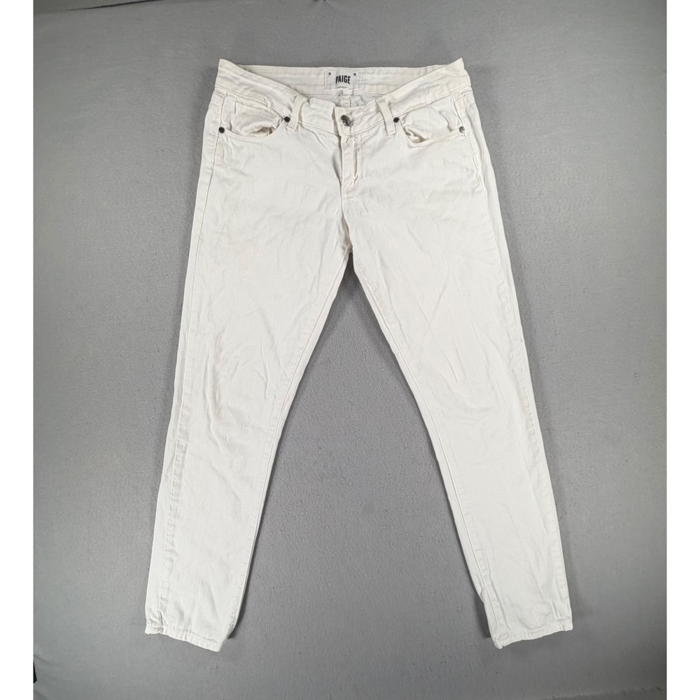 Paige Peg Skinny Jeans Womens 26 White Stretch Denim Low Rise Slim Pants Casual